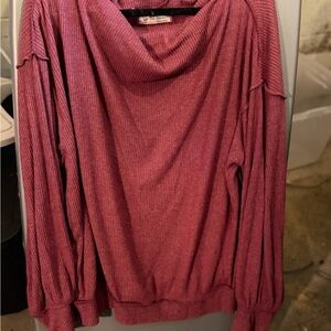 We The Free Ribbed Cowl Neck Sweater in Dusty Rose